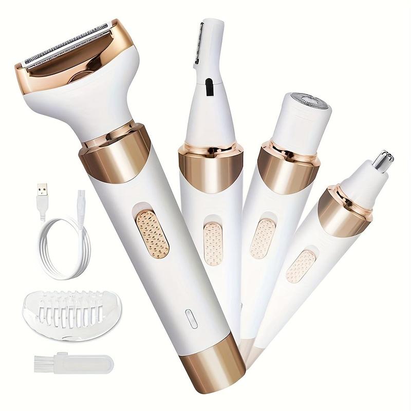 4 in 1 Electric Shaver, 1 Set Rechargeable Portable Electric Hair Removal Tool for Christmas Gift, Wet & Dry Use Hair Removal Tool for Face, Nose, Legs and Underarms