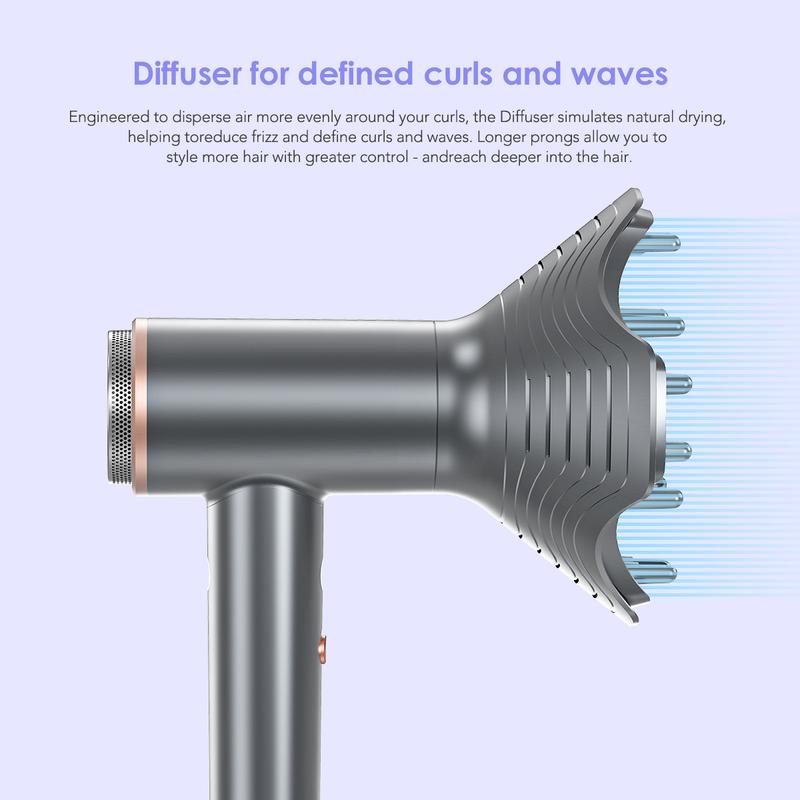 WHALER'S Hair Dryer - High-Speed Brushless Motor Negative Ionic Blow Dryer for Fast Drying, Low Noise Thermo-Control Hair Dryer with Diffuser and Nozzle