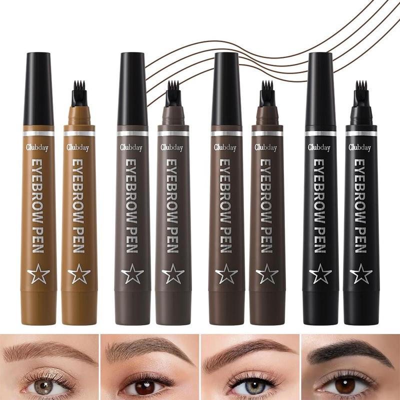 4 Forked Eyebrow Pencil & Eyebrow Glue, 2 Counts set Long Lasting Waterproof Eyebrow Pencil & Eyebrow Glue, Eye Brow Makeup Tool for Women