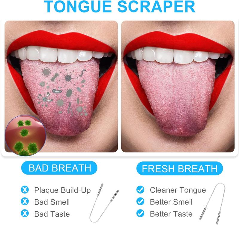 Tounge Scraper Cleaner, 2-Pack Stainless Steel Tongue Scarper Silver - Tongue Cleaner for Adults