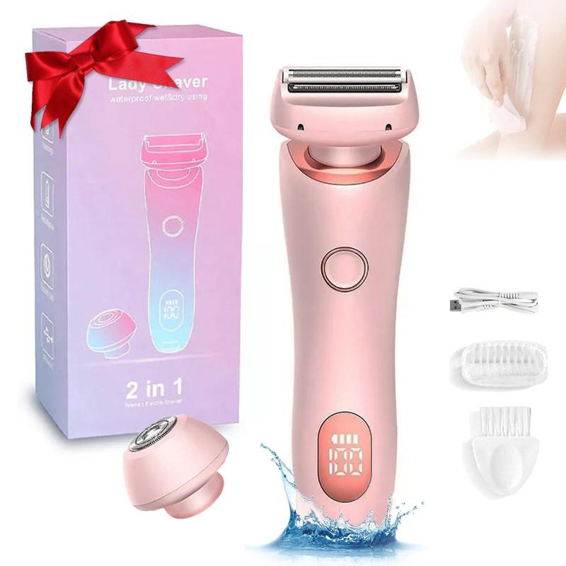 2 in 1 Electric Shaver, 1 Box Rechargeable Electric Hair Remover with Accessories, Body Hair Trimmer for Legs, Arms, Body, Underarm Hair Trimmer