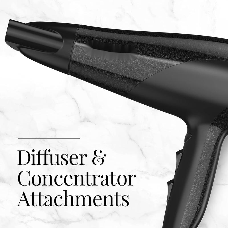 Damage Protection Hair Dryer with Ceramic + Ionic + Tourmaline Technology, Black, 3 Piece Set