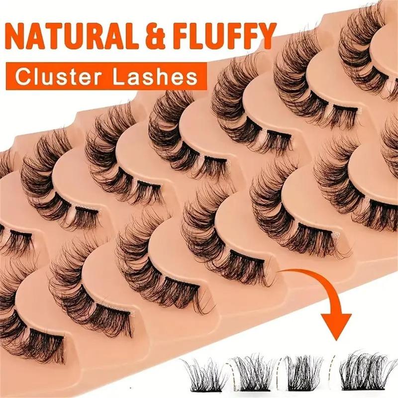 Natural Cluster Lashes, 7 Pairs D Curl Eyelash Extensions, Wispy Individual Lashes, False Eyelashes, DIY Lash Extensions, Lashes Cluster Kit, Eyelashes Clusters, Lashes Strips, Eyelash Extensions Kit