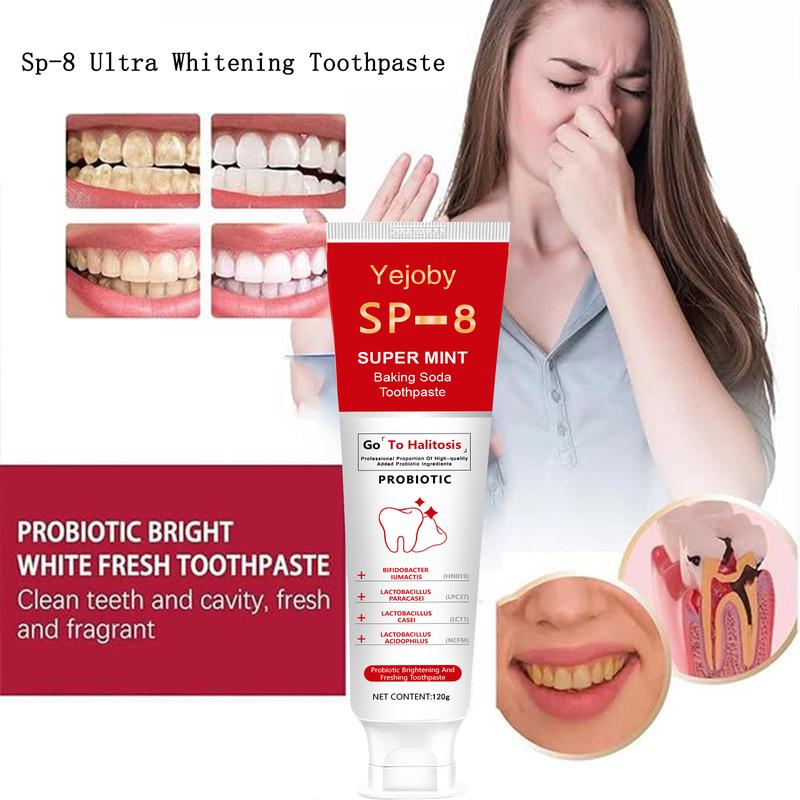 (New) 2024 SP-8 Triple Whitening Probiotic Whitening Toothpaste, Free of Fluoride, Hydroxyapatite, Anti plaque, Oral Health Management,sp-8,sp-6,sp8,sp6