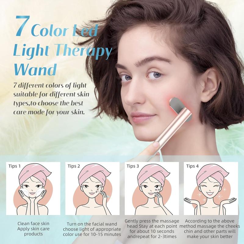 Portable Electric Facial Massage Stick, 7 Modes Massage Machine, Professional Facial Beauty Instrument for Women