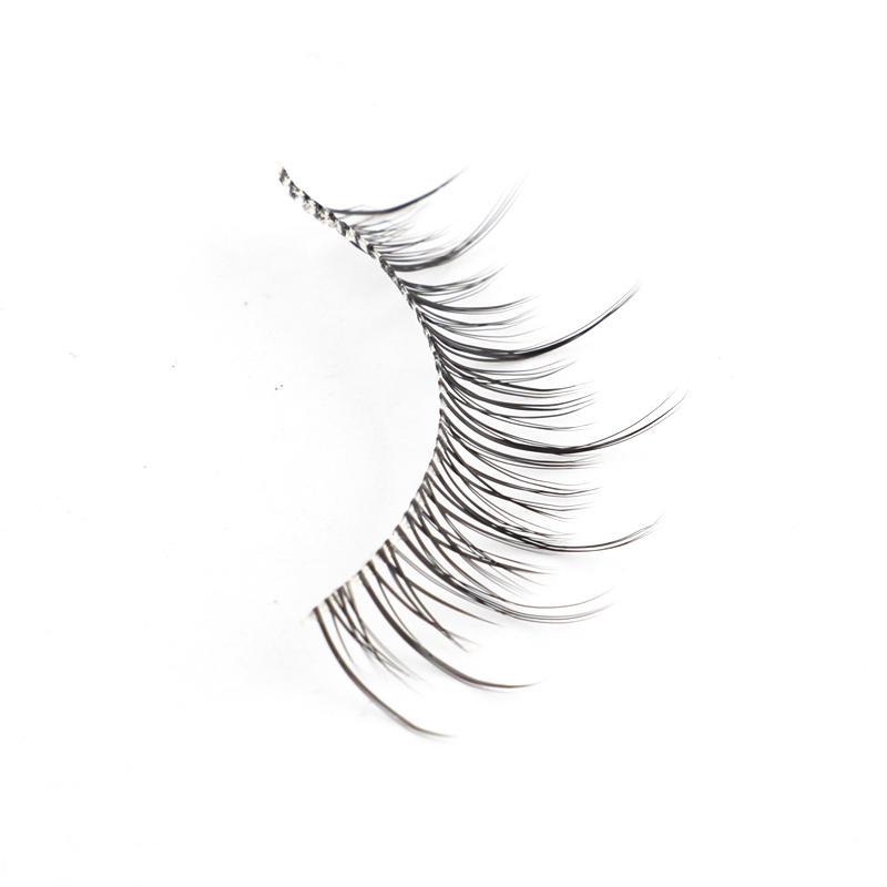 0.8cm Short Natural False Eyelashes, 7 Pairs Reusable Wispy Faux Cluster Lashes, Curling Transparent Stem Eye Makeup Lashes Strip