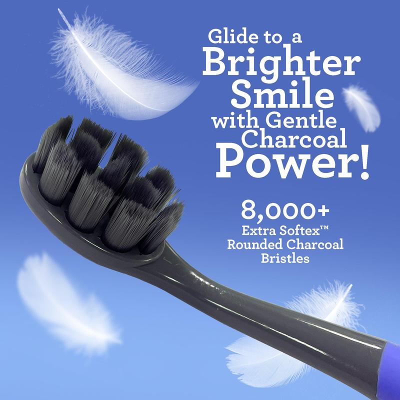 GuruNanda Butter On Gums Charcoal Toothbrush - Extra Soft Bristles - 6 Pack Oral Smooth Gentle Sensitive