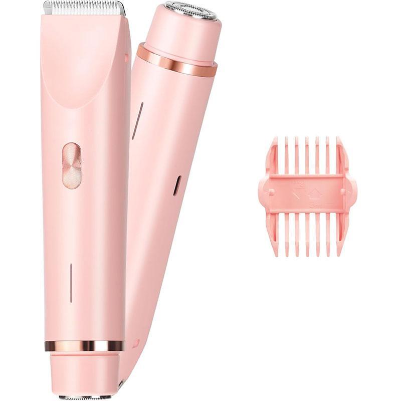 Electric Hair Removal Tool, 1 Box 2 in 1 Waterproof Rechargeable Hair Trimmer Shaver for Pubic Bikini Armpits Legs Arms Body Face, Women's Hair Removal Tool