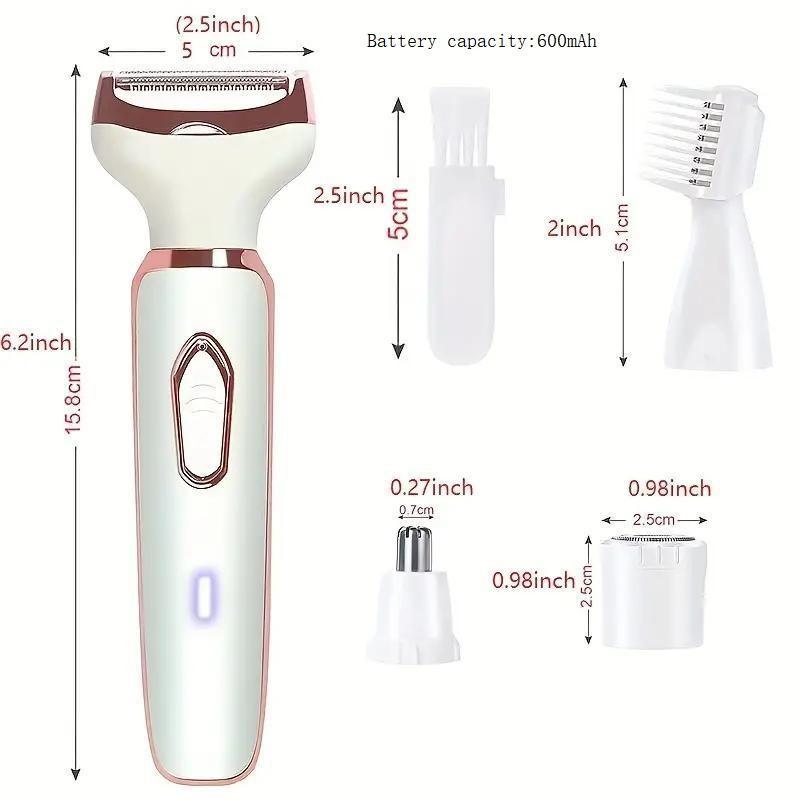 4 in 1 Electric Shaver for Women, 1 Set Portable Rechargeable Hair Removal Shaver, Automatic Body Hair Trimmer, Hair Removal Tool for Women, Body Hair Shaver, Personal Care Appliances