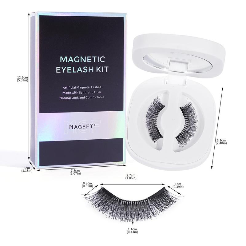 Magnetic Fake Eyelash Kit for Lash Extensions, 1 Set Reusable No Glue Fake Eyelashes with Professional Applicator Tweezers, Natural Long Fluffy Soft False Eyelash for Women Makeup