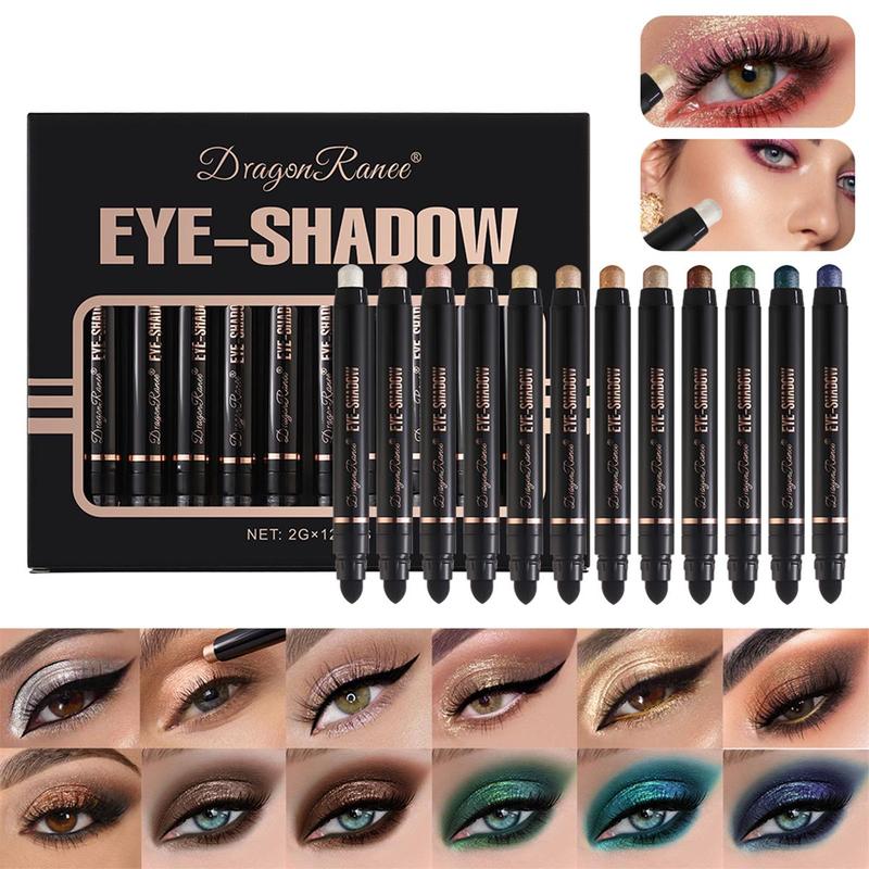 Long Lasting Eyeshadow Pencil Set, 12pcs box High Pigmented Eye Shadow Pen, Colorful Eye Makeup Products for All Styles and Occasions