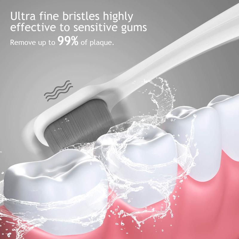 4 Pieces Soft Bristle Toothbrush Nano Toothbrush Ultra Soft Toothbrush Manual Toothbrush with 20,000 Bristles for Sensitive Teeth and Gum Adult Kid Children (Black)