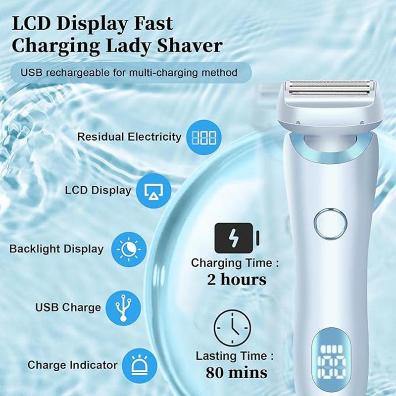 Electric Shaver for Women, 1 Set Wet & Dry Portable Body Hair Trimmer, Lady Hair Remover, Women's Electric Razor for Legs Underarm Face Bikini Line, Christmas Gift