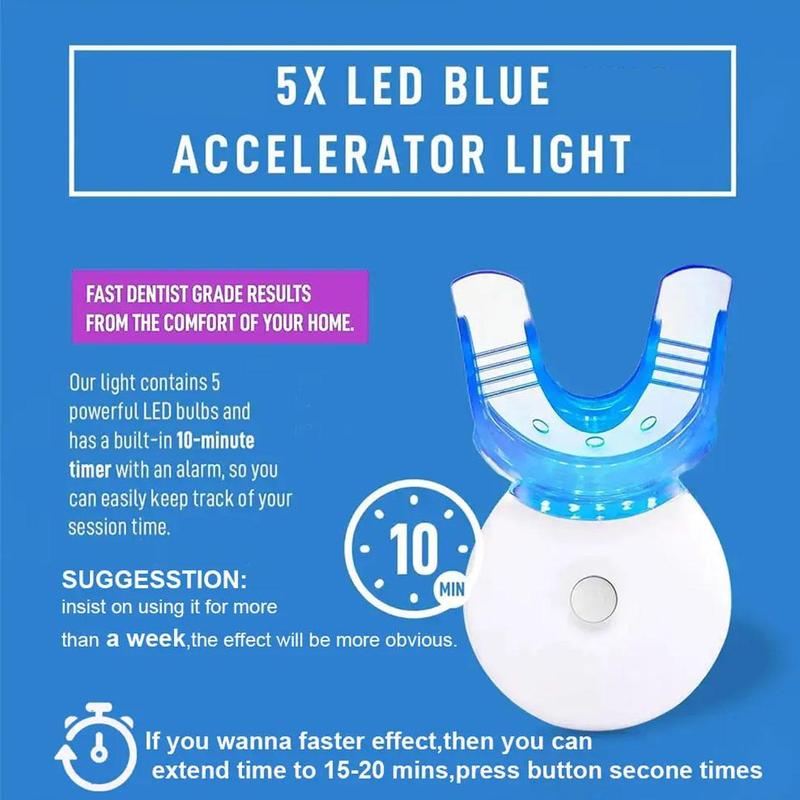 Teeth Brightening Kit, Home Wireless Teeth Lightening Kit with Led Blue Light Accelerator & 4 Dental Brightening Gels & 1 Desensitizing Gel