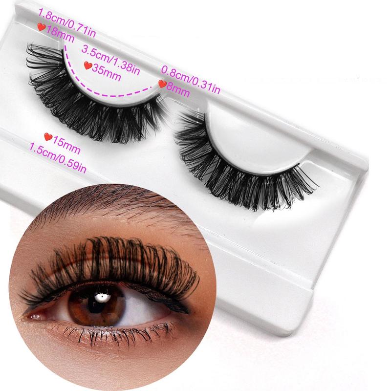 Fluffy False Lashes for Lash Extension Summer Gift, D Curl Wispy Lashes, Natural Look Eye Makeup Strip Lashes for Women & Girls, Eyelash Cosmetic, Christmas Gift