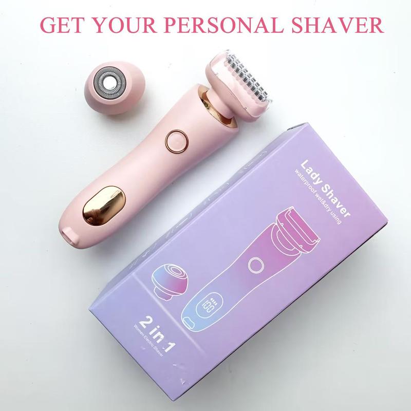 2 in 1 Electric Shaver, 1 Box Rechargeable Electric Hair Remover with Accessories, Body Hair Trimmer for Legs, Arms, Body, Underarm Hair Trimmer