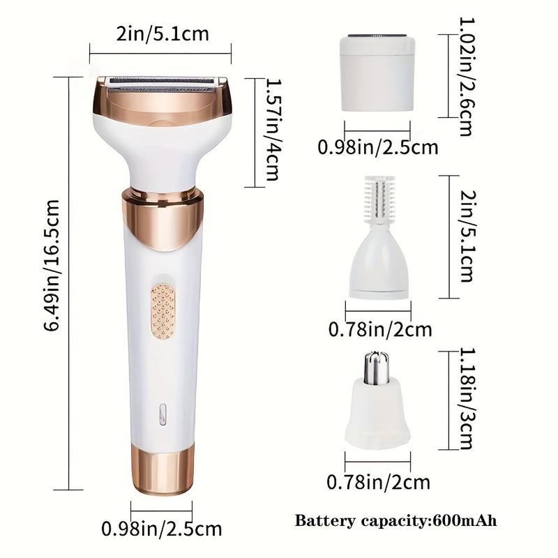 4 in 1 Electric Shaver, 1 Set Rechargeable Portable Electric Hair Removal Tool for Christmas Gift, Wet & Dry Use Hair Removal Tool for Face, Nose, Legs and Underarms