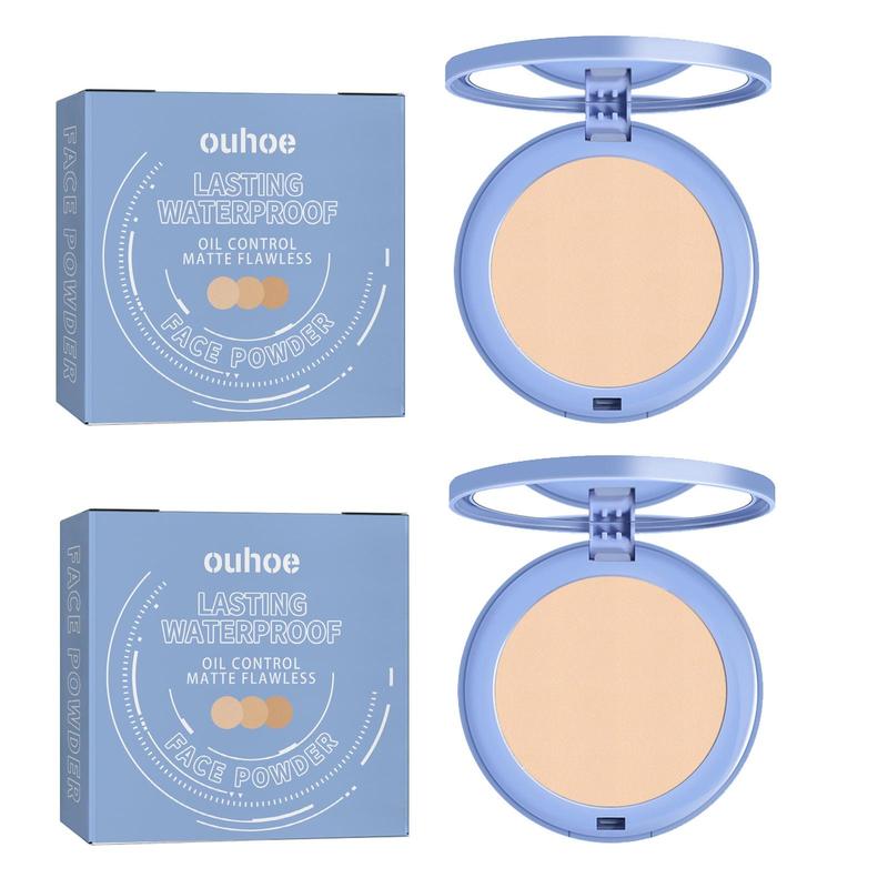 Long Lasting Pressed Powder, 2 Counts set Oil Control Makeup Setting Powder, Smooths Skin & Completes Makeup, Suitable for All Skins,  Blurring Setting Powder