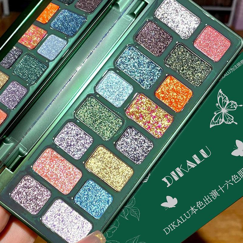 16 Color Glitter Eyeshadow Palette, Shimmering High Pigmented Eye Shadow Palette, Colorful Eye Makeup Products for All Styles and Occasions, Girlfriend Gift, Christmas Gift