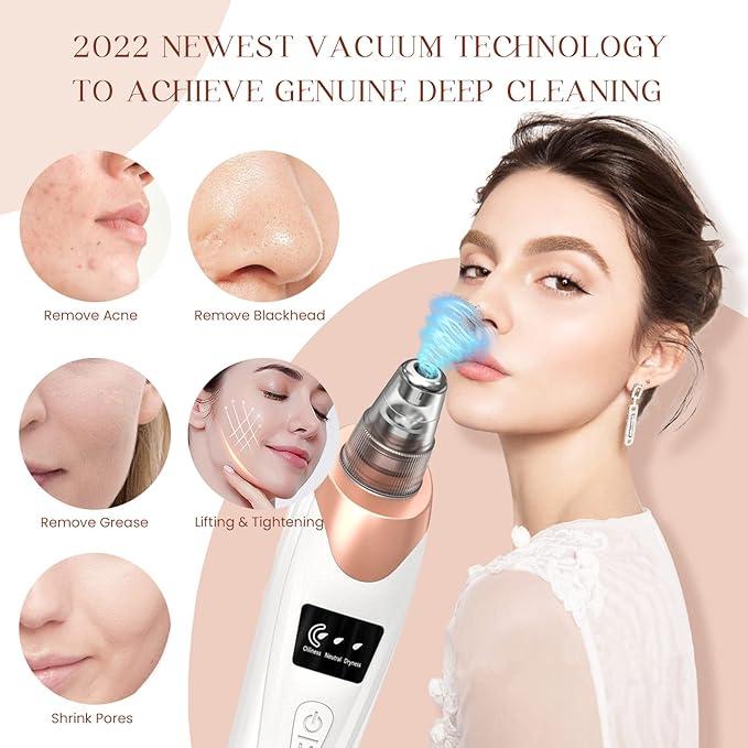 2024 Newest Blackhead Remover Pore Vacuum,Facial Pore Cleaner-5 Suction Power,5 Probes,USB Rechargeable Blackhead Vacuum Kit Electric Acne Extractor Tool nose vacuum electric acne