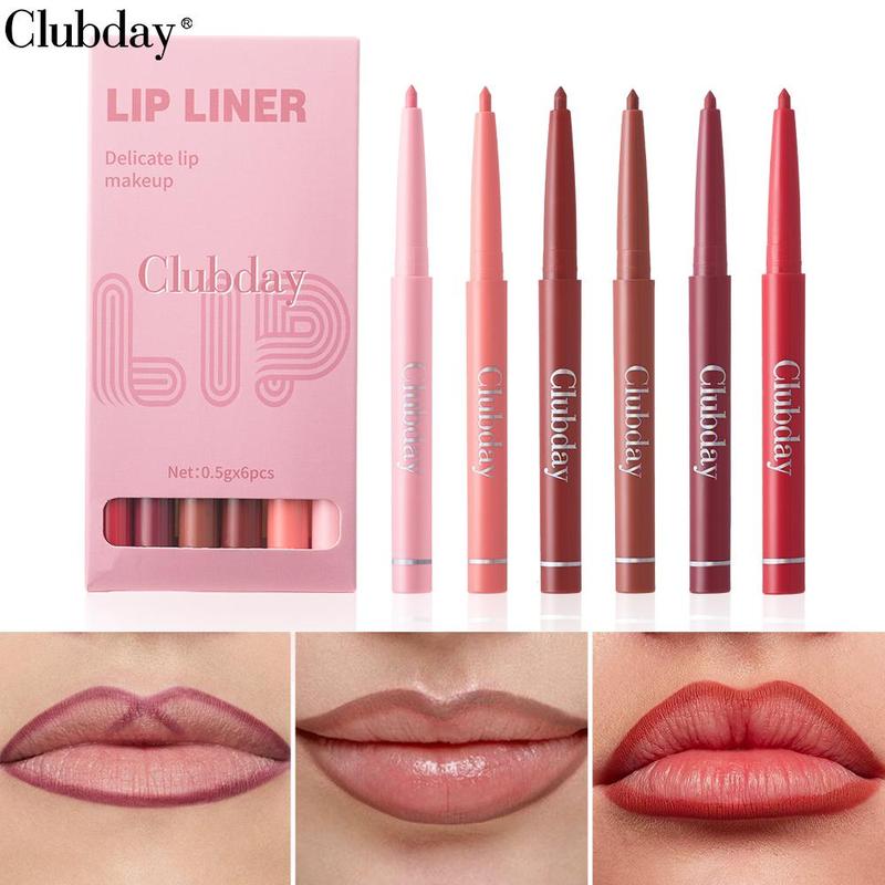 Waterproof Long Lasting Lip Liner Set, 6 Counts box Matte Lip Pencil, Easy Coloring Lipstick Pen, Suitable for All Skins, Christmas Gift