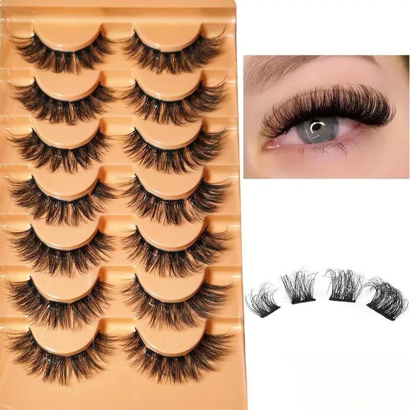 Natural Cluster Lashes, 7 Pairs D Curl Eyelash Extensions, Wispy Individual Lashes, False Eyelashes, DIY Lash Extensions, Lashes Cluster Kit, Eyelashes Clusters, Lashes Strips, Eyelash Extensions Kit