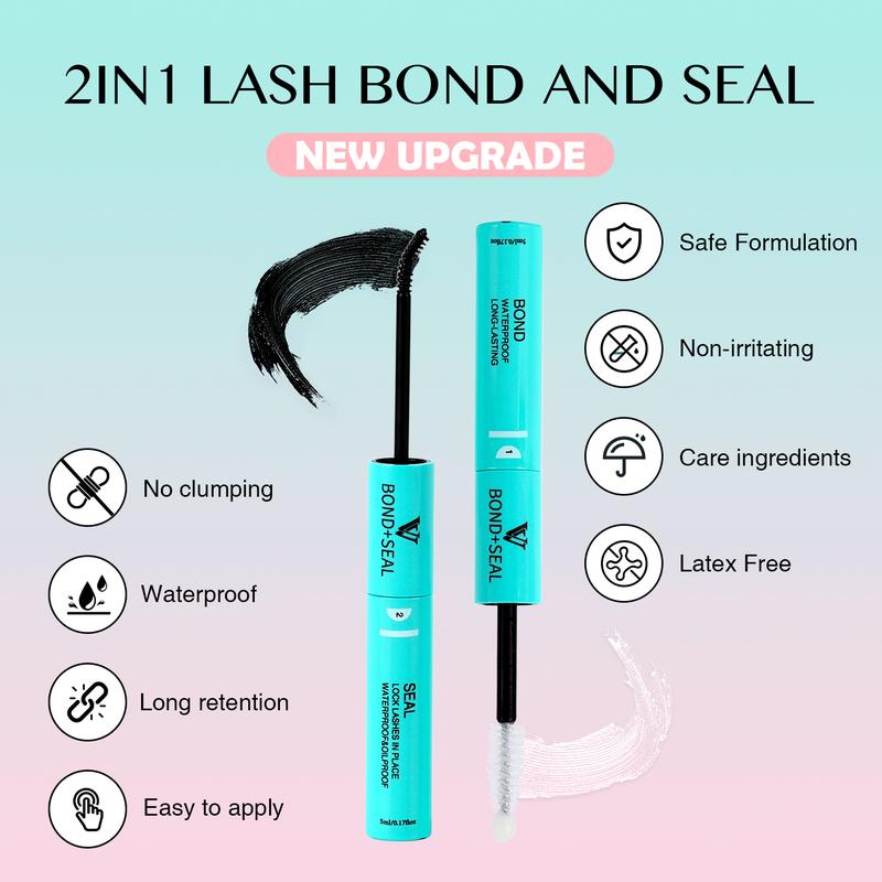 VAVALASH Upgraded Lash Bond&Seal Cluster Lash Glue Individual Lashes Glue for DIY Lash Extensions Long Retention Strong Hold Free-Latex Waterproof Lash Bond for Lash Clusters(5ml+5ml) Eyelashes Makeup Cosmetic Eyelash Extensions