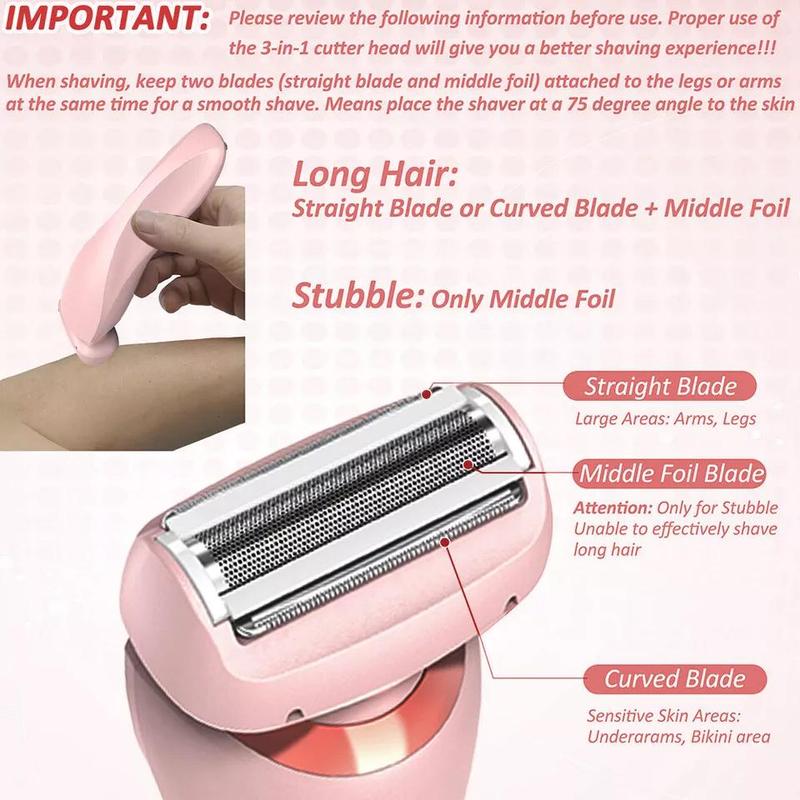 2 in 1 Electric Shaver, 1 Box Rechargeable Electric Hair Remover with Accessories, Body Hair Trimmer for Legs, Arms, Body, Underarm Hair Trimmer