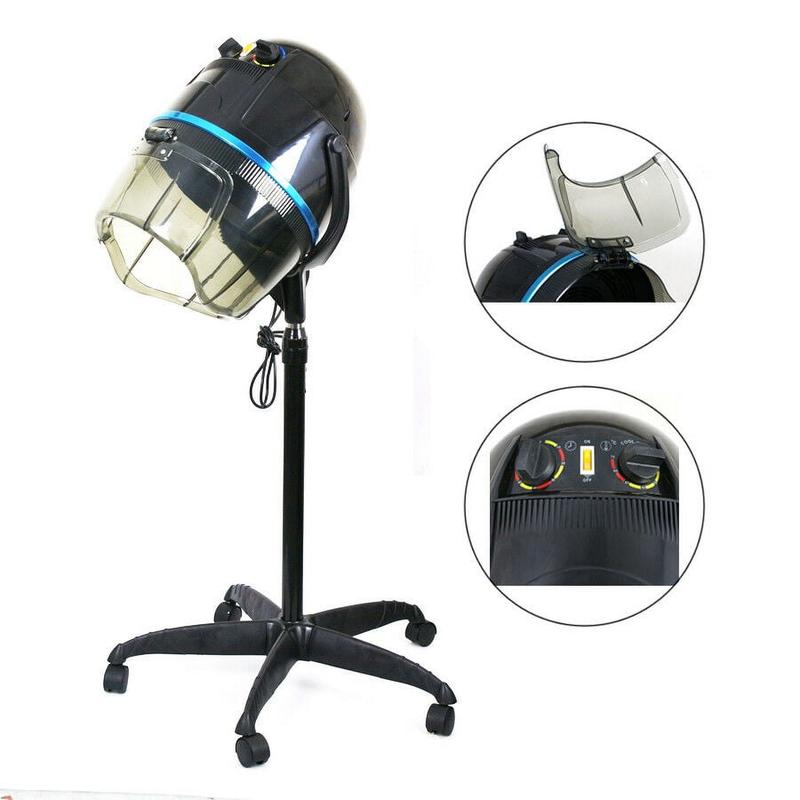 SUPERDEAL Professional 1300W Adjustable Hooded Floor Hair Bonnet Dryer Stand Up Rolling Base with Wheels Salon Equipment