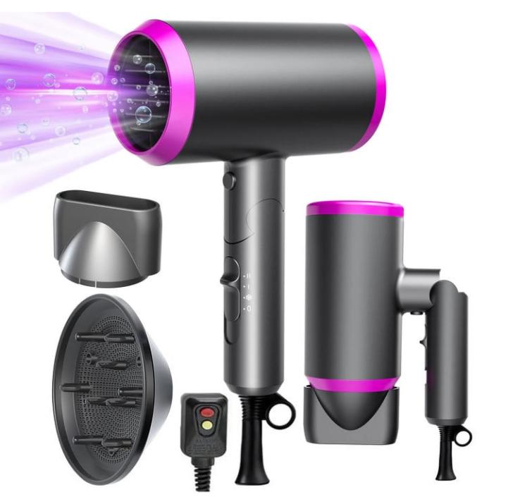 Hair Dryer with Diffuser and Concentrator, Professional Ionic Hair Dryer Fast Drying with 3 Heat Settings for Women