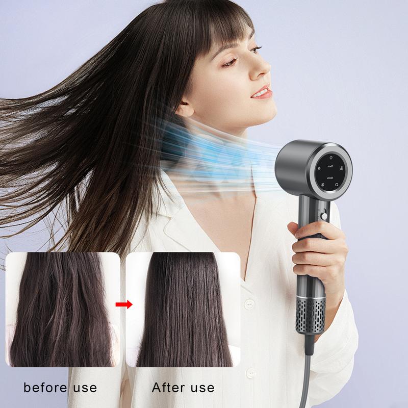 High-speed hair dryer, hair dryer, household hair dryer, quick-drying hair dryer, 1400W professional hair dryer, negative ion hair dryer, 110,000 rpm brushless motor for quick drying, temperature-controlled hair dryer with clip-on nozzle