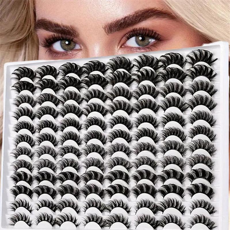 Mixed Fluffy Curly Fake Eyelashes (48 Pairs), Eye-catching Thick 5D Wispy Strip False Eyelashes, Eyelashes Extensions Suitable for Work, Dating, Queuing, Stage, and Multiple Occasions