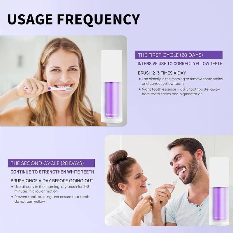 Hanywil V34 Purple Toothpaste for Teeth Whitening , Purple Toothpaste Whitening, smilekit V34 Color Corrector Serum, Stain Removing smilekit 30-90ML