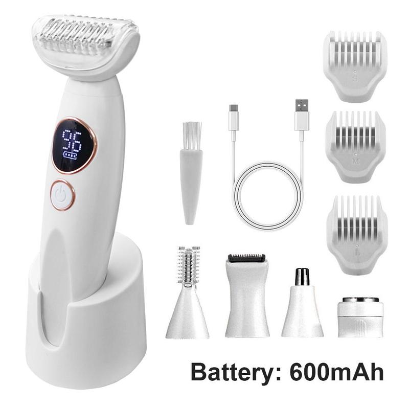 5 in 1 Electric Shaver and Razor for Women, IPX7 Waterproof Portable Hair Removal Machine, Cordless Hair Trimmer, Body and Facial Epilator, Painless Trimming of Pubic Hair, Face