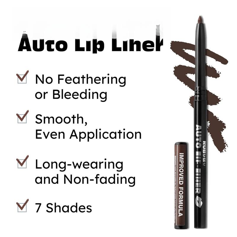 Auto Lip Liner Pencil, Long Lasting & Non-Fading, Smooth Application, Non-Feathering with Rich Color, No Sharpener Needed, Ideal for Full Lips Look (Dark Brown)