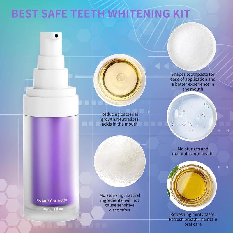 Hanywil V34 Purple Toothpaste for Teeth Whitening , Purple Toothpaste Whitening, smilekit V34 Color Corrector Serum, Stain Removing smilekit 30-90ML