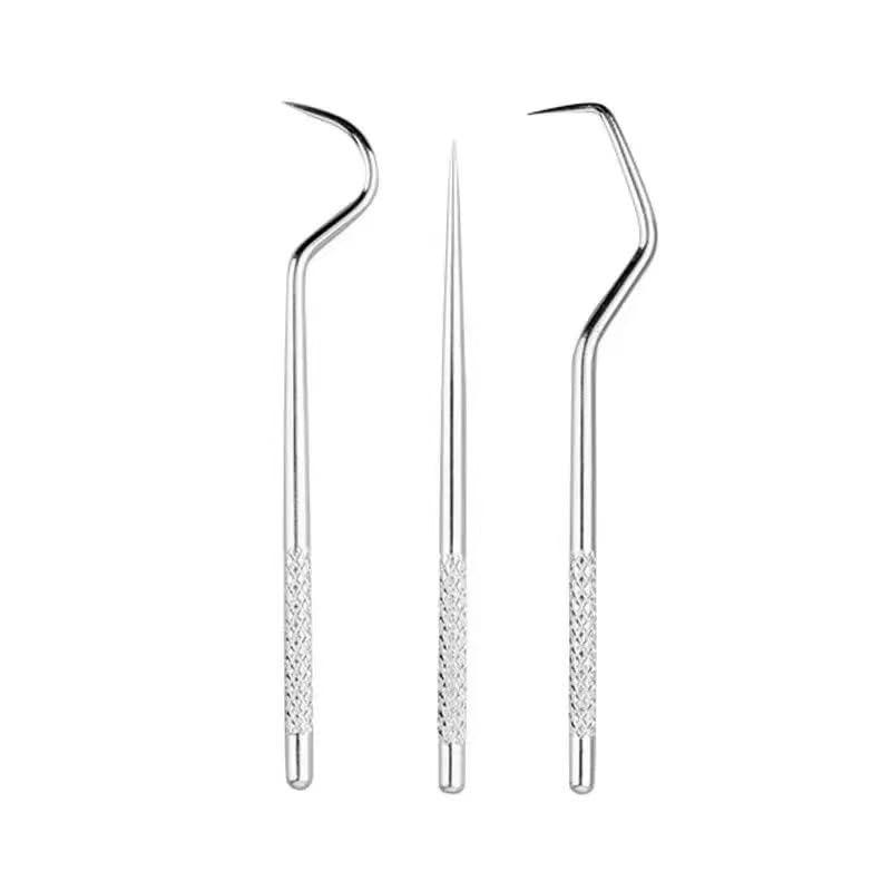 Dental Teeth Pick Stainless Steel Toothpick Set Reusable Tooth Stains Remover Dental Tool Teeth Cleaning Tools with Holder for Outdoor Picnic, Camping, Travel (7PCS Set)Thanksgiving Gifts Christmas Gifts-HL