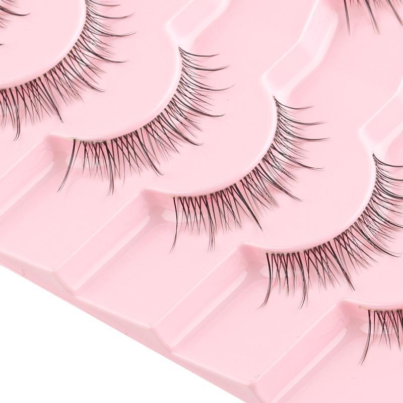 0.8cm Short Natural False Eyelashes, 7 Pairs Reusable Wispy Faux Cluster Lashes, Curling Transparent Stem Eye Makeup Lashes Strip