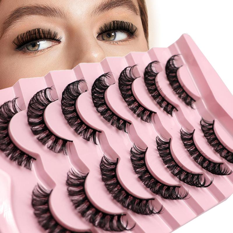 Fluffy False Lashes for Lash Extension Summer Gift, D Curl Wispy Lashes, Natural Look Eye Makeup Strip Lashes for Women & Girls, Eyelash Cosmetic, Christmas Gift