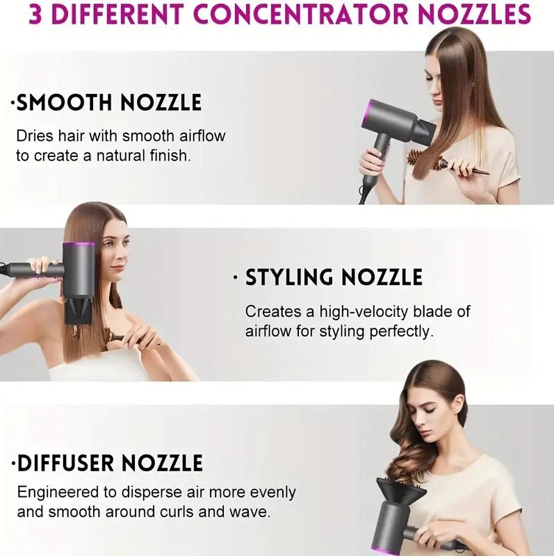 Polycom-Hair Dryer, 2000W Professional Ionic Hair Dryer With Diffuser And Nozzles, Powerful Blow Dryer For Fast Drying, Compact & Lightweight Travel Portable  Holiday Gift affordable blowdryer speed blowdryer Buy this product and get a free comb!