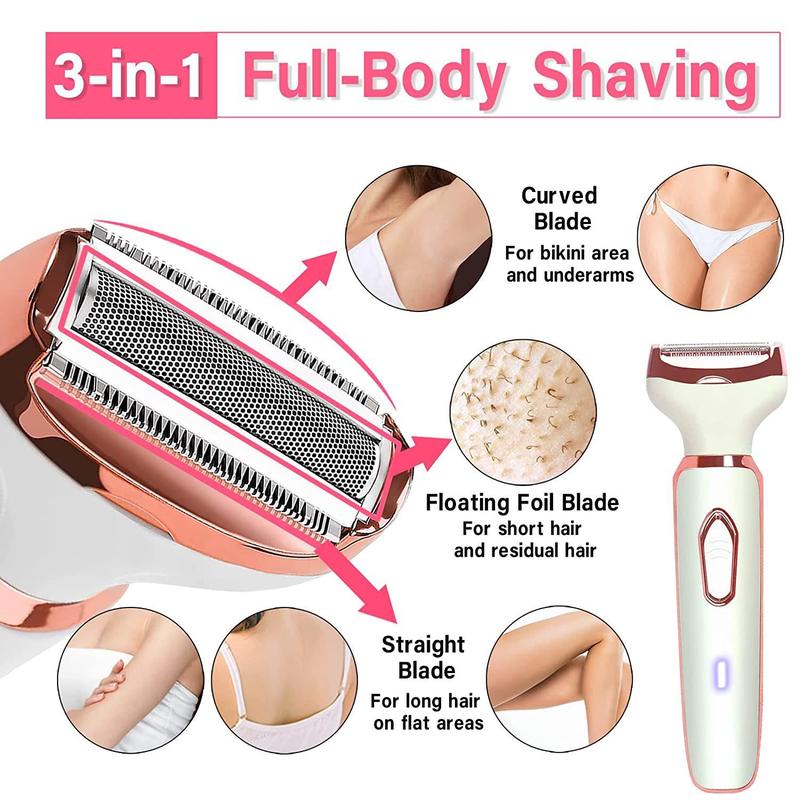 4 in 1 Electric Shaver for Women, 1 Set Portable Rechargeable Hair Removal Shaver, Automatic Body Hair Trimmer, Hair Removal Tool for Women, Body Hair Shaver, Personal Care Appliances