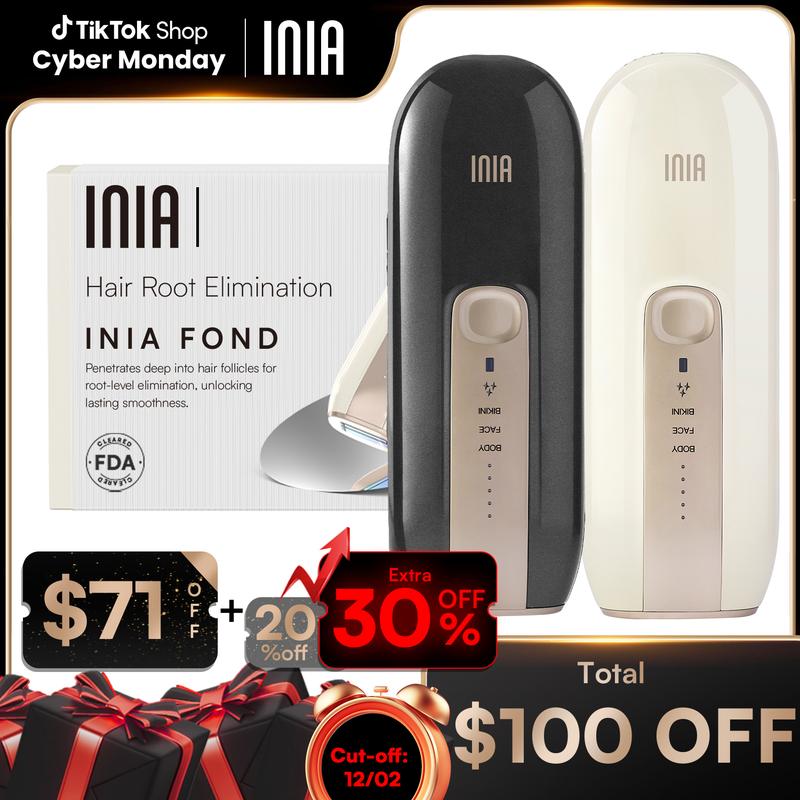 [Cyber Monday Exclusive] INIA FOND IPL At-Home Laser Hair Removal Device, Hair Root Elimination, 16.5J Energy, Custom Modes, Unlimited Flashes, FDA Cleared, 2-Year Warranty, for Women and Men, Perfect Gift Season Pick, Winter Gift