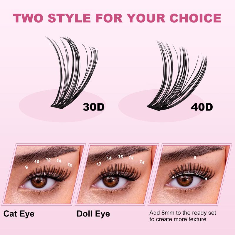 UILULU DIY  Extension Kit Individual  Cluster D Curl Eyelash Set (0.07D-9-16MM Kit）