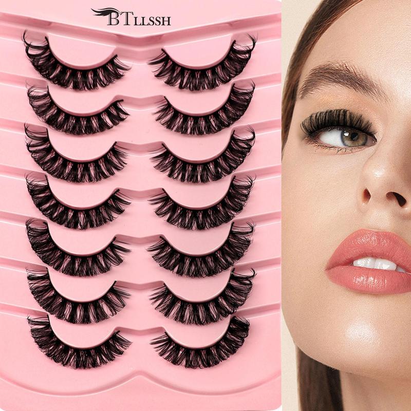 Fluffy False Lashes for Lash Extension Summer Gift, D Curl Wispy Lashes, Natural Look Eye Makeup Strip Lashes for Women & Girls, Eyelash Cosmetic, Christmas Gift