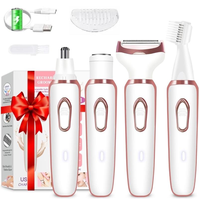 4 in 1 Electric Shaver for Women, 1 Set Portable Rechargeable Hair Removal Shaver, Automatic Body Hair Trimmer, Hair Removal Tool for Women, Body Hair Shaver, Personal Care Appliances