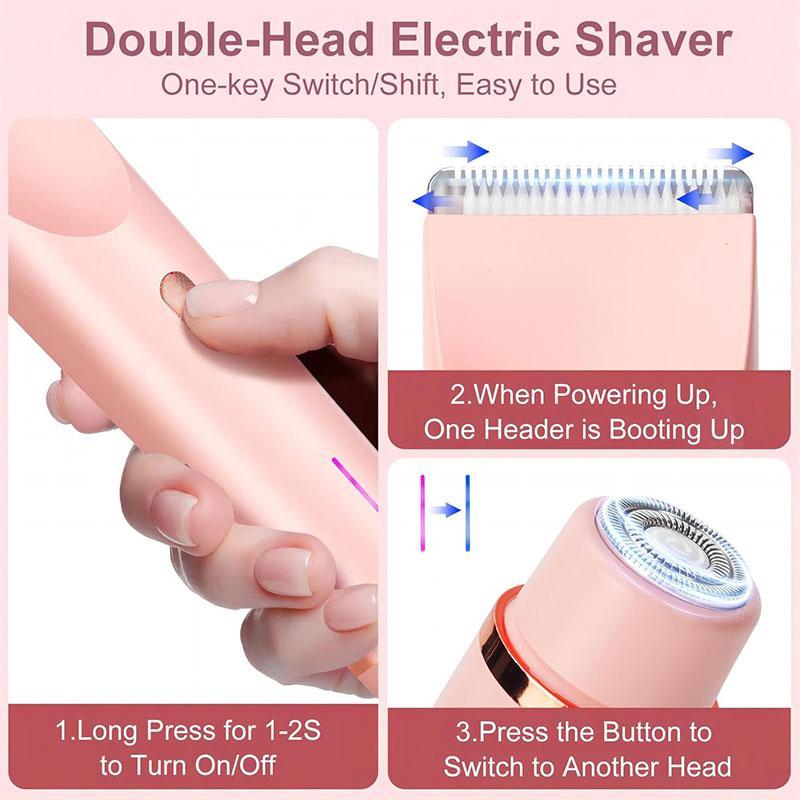 Electric Hair Removal Tool, 1 Box 2 in 1 Waterproof Rechargeable Hair Trimmer Shaver for Pubic Bikini Armpits Legs Arms Body Face, Women's Hair Removal Tool