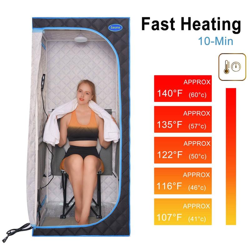 Portable Infrared Sauna for Home Spa | Full Size 1 Person Sauna | Full Size Far Infrared Sauna Tent | with Heating Foot Pad, Portable Chair