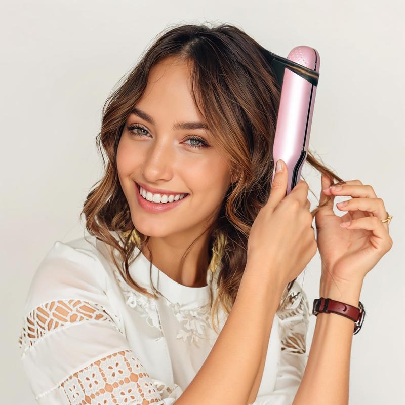 Hair Straightener and Curler 2 in 1, Straightening Iron with Anion Hair Care Fast Heat Titanium Negative Ions to Create Sleek Style Comfort