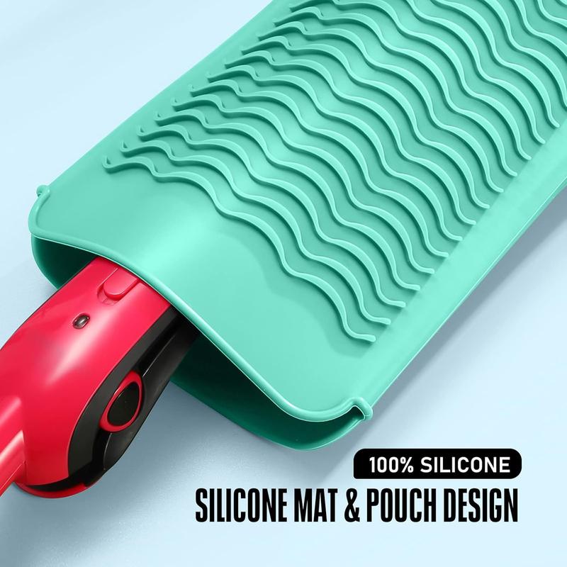 Heat Resistant Silicone Mat Pouch for Hair Straightener,Flat Iron,Curling Iron,Hot Hair Tools.(Mintgreen)