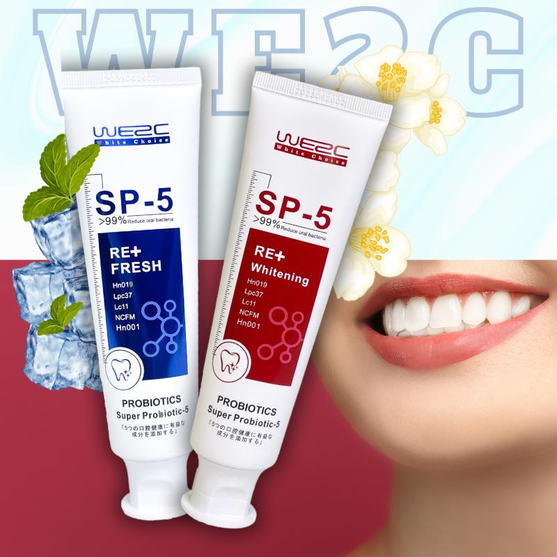 WE2C [SP-5 Probiotic toothpaste], Whitening Toothpaste-Freshens Breath,Fights Plaque